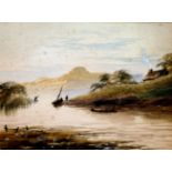 Edwin Earp, 'River Scene', signed, watercolour, 5" x 7", £80 - £120