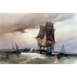 George Chambers, 'Trading Brig, before the strom', signed & dated 1833, watercolour, 9" x 14",