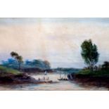 Edwin Earp, 'River Scene', signed, watercolour, 10" x 14", est £80 - £120