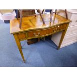A YEW WOOD  HALL/SIDE TABLE, with single drawer (sd)