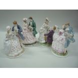 A SET OF FOUR ROYAL WORCESTER LIMITED EDITION FIGURES, from the Age of Courtship Collection, 'The