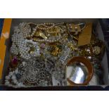 A BOX OF COSTUME JEWELLERY