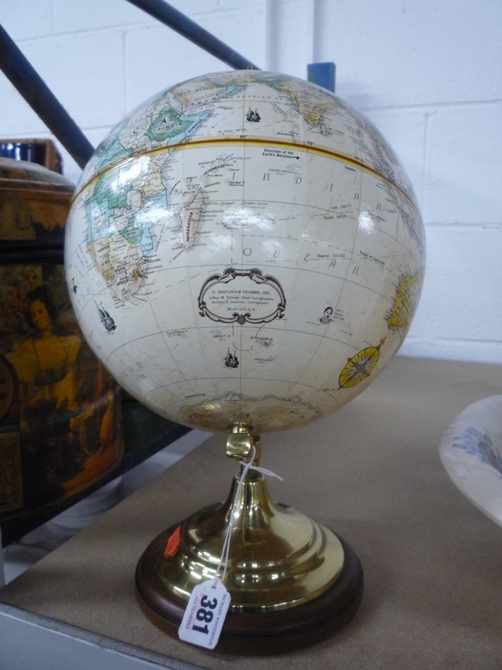 A REPOGLE WORLD CLASSIC GLOBE, height approximately 37cm (base to spike)