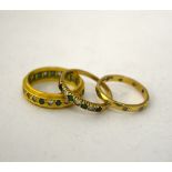 THREE RINGS, two with 9ct gold hallmarks, all with paste stones