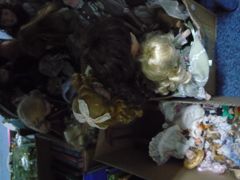 THREE BOXES OF DOLLS, including collector's dolls, etc