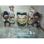 VARIOUS ORNAMENTS AND GLASSWARES, to include Royal Doulton 'Granny' character jug (13)