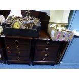 A PAIR OF STAG FOUR DRAWER CHESTS and two headboards (4)