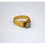 A DIAMOND RING, with single cut diamond to the textured band, estimated total diamond weight 0.20ct