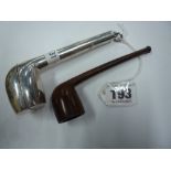 A SILVER PIPE CASE, London 1899, approximately 1.5ozt, monogrammed RS, together with treen pipe,