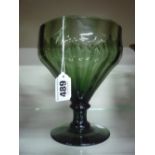 A LARGE GREEN GLASS RUMMER, height approximately 19cm