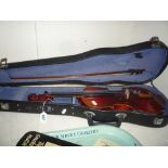 A CASED 3/4 VIOLIN AND BOW