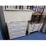 A PAINTED BLANKET CHEST, a painted pine chest of four short and two long drawers (no top) and a
