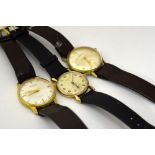 THREE GENTLEMANS WRISTWATCHES, all with leather straps