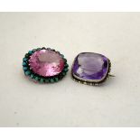 TWO GEM SET ANTIQUE BROOCHES