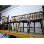 FOUR SLAT BACK KITCHEN CHAIRS and an armchair (5)