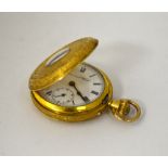 AN 18CT GOLD HALF HUNTER LADIES FOB WATCH, approximate weight