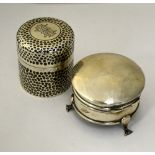 TWO ITEMS, to include a silver trinket box and a monogrammed inkwell, hallmarks for Birmingham and