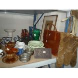 VARIOUS SUNDRIES, CERAMICS, etc, to include malachite art glass vase (s.d.), Masons, a pair of