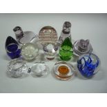 TWELVE VARIOUS GLASS PAPERWEIGHTS, to include Wedgwood