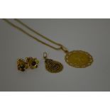 A SMALL COLLECTION OF JEWELLERY, to include earrings, pendants and necklace, approximate weight 12.