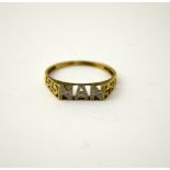 A 9CT GOLD RING, with NAN inscribed to the plain tapered band, hallmarks for London, ring size T 1/