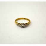 AN 18CT GOLD DIAMOND RING, with old cut diamond, estimated total diamond weight 0.25ct, stamped