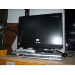 AN ACOUSTIC SOLUTIONS 19' TV, and a Bush dvd player (remote for dvd only) (2)