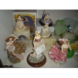 SIX LEONARDO FIGURINES, 'Spring Breeze', 'Summer Breeze', 'Anna', etc (with four boxes)