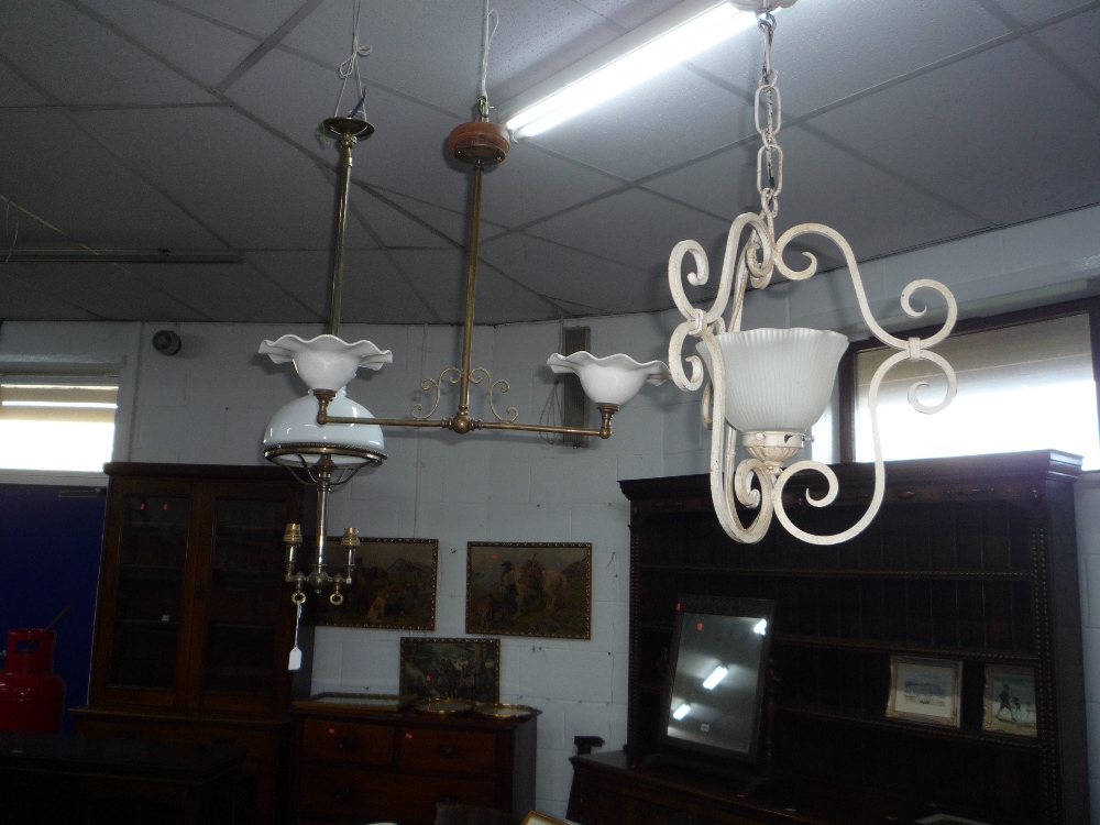 THREE VARIOUS HANGING CEILING LIGHTS
