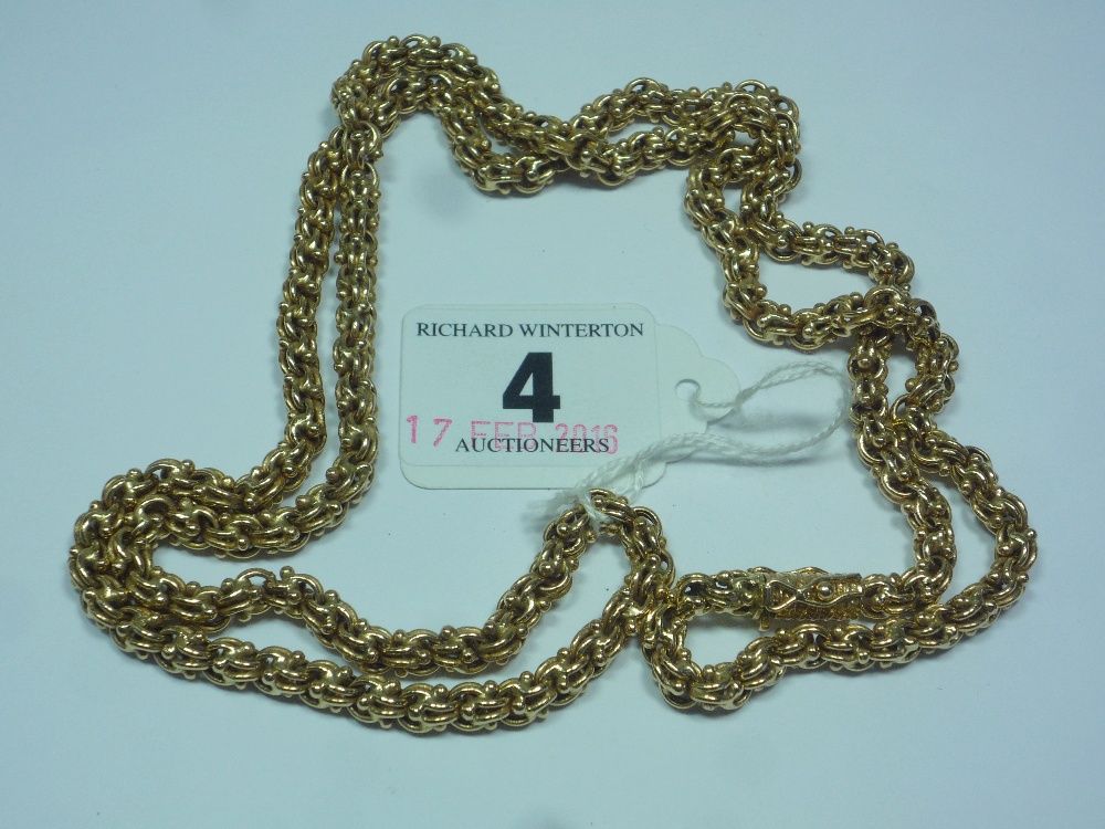A 14CT GOLD BYZANTINE CHAIN, length approximately 78cm, (approximate weight 45g)