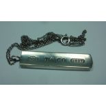 A SILVER TIFFANY & CO PENDANT ON CHAIN, (pouch)