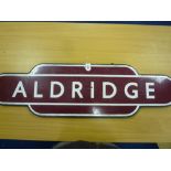 A B.R. (M) TOTEM SIGN ALDRIDGE, some chips and scratches to enamel, station closed in 1965