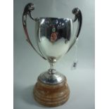 A SILVER TWO HANDLED TROPHY, of urn form, inscribed 'Sutton Coldfield & District Canine