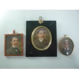 A GROUP OF THREE EDWARDIAN FAMILY MINIATURE PORTRAITS, (3)