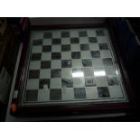 A GLASS CHESS SET WITH BOARD/BOX