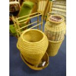 A TOWEL RAIL, and various wicker baskets (5)