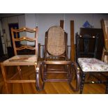 A BENTWOOD ROCKING CHAIR, and two other chairs (s.d.) (3)
