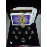 A COMPLETE SET OF TEN BRITISH COINS OF 1953 CORONATION MAJESTY, the boxed set comes with a booklet