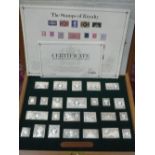 A CASED SILVER SET OF REPLICAS OF THE STAMPS OF ROYALTY, number 2482 with certificates