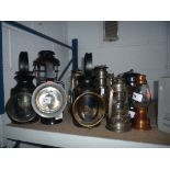 TEN VARIOUS LAMPS, to include Railway signal style lamps, tilley lamps etc