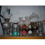FIVE OIL LAMPS, and various Tilley lamps etc