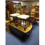 AN OAK DROP LEAF TABLE, and four ladderback chairs (5)