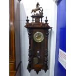 A VICTORIAN MAHOGANY CASED WALL CLOCK (pendulum)