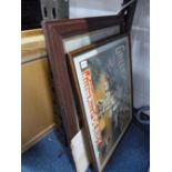 A FRAMED ADVERTISING PRINT 'GREENSMITH'S DERBY DOG BISCUITS', and two prints (one unframed)