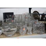 VARIOUS CUT GLASS VASES, BOWLS, JUGS, etc, to include silver rimmed bowl etc