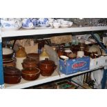 SIX BOXES AND LOOSE STONEWARE AND KITCHEN RELATED ITEMS