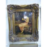 A GILT FRAMED REPRODUCTION STUDY, Opening Pandoras Box, approximately 39cm x 29cm