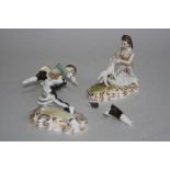 A PAIR OF ROYAL CROWN DERBY FIGURES, 'Shepherdess' and 'Shepherd' (distressed) by Edward Drew (2)