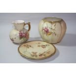 THREE PIECES OF ROYAL WORCESTER BLUSH IVORY, to include jug No.1376, height approximately 13cm,