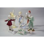 ROYAL WORCESTER FIGURES, comprising F G Doughty November 3418, January 3452, May 3455, 'Monday's